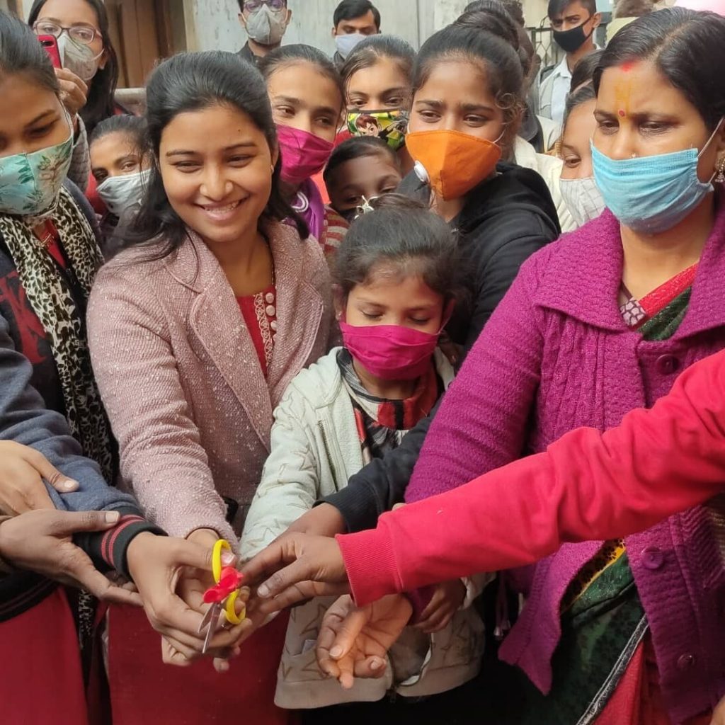 Girls inaugurated the pad bank 