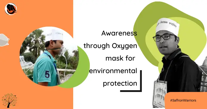 Wearing an oxygen mask for environmental protection