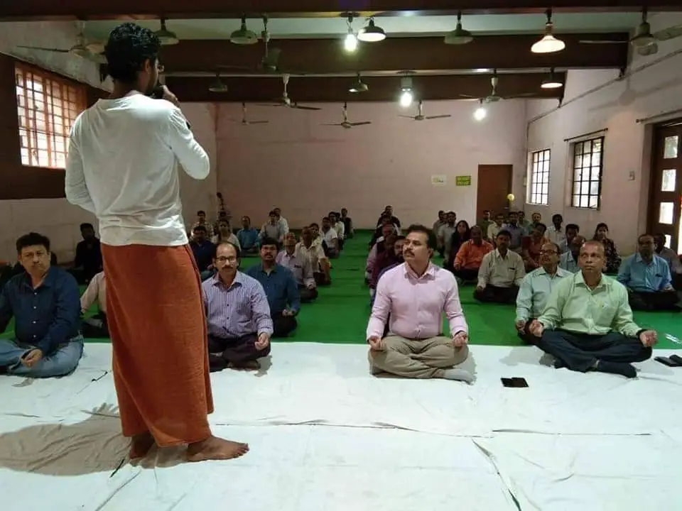 A yoga session before covid at rishikesh 